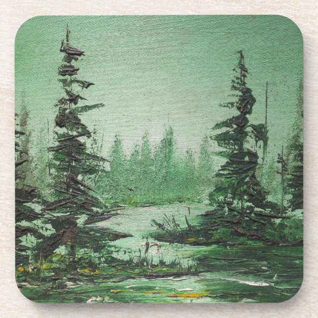 Cork Coaster Set Ann Hayes Green Forest (Front)