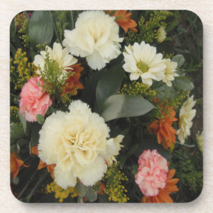 Cork Coaster Set Carnation Bouquet