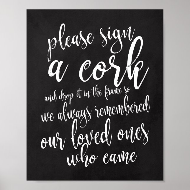 Cork Guest Book chalkboard wedding 8x10 Sign (Front)