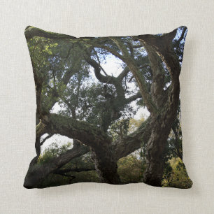 Cork oak or tree of the cork, elegant tree throw pillow