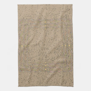 Cork Pattern with Wavy Lines Kitchen Towel