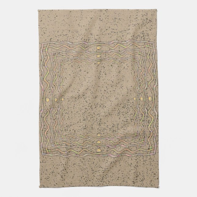 Cork Pattern with Wavy Lines Kitchen Towel (Vertical)