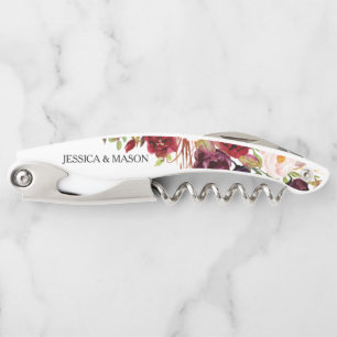 Cork Screw Wedding Favours - Burgundy Marsala Corkscrew