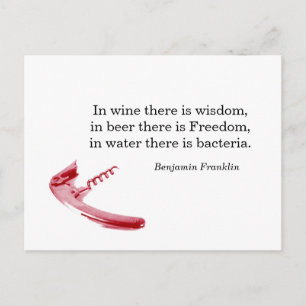 Cork screw wine and beer quote postcard