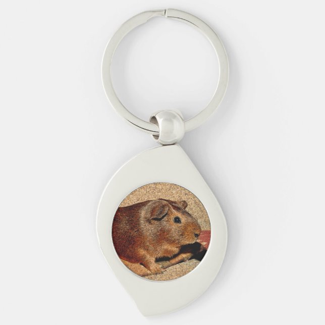 Corkboard Look Guinea Pig Keychain (Front)