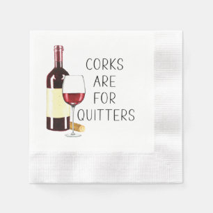 "Corks Are For Quitters" Watercolor Red Wine Glass Napkin