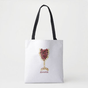 Corks Wine Glass Personalized Tote Bag