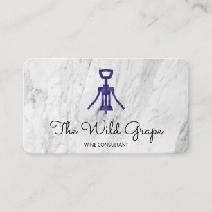 Corkscrew and Marble Sommelier Business Card
