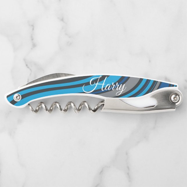 Corkscrew Bottle Opener Blue Black (Back)