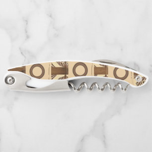 Corkscrew Bottle Opener Brown and Beige