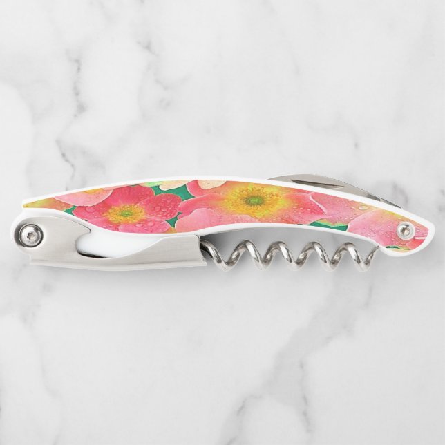 Corkscrew Bottle Opener Floral (Front)