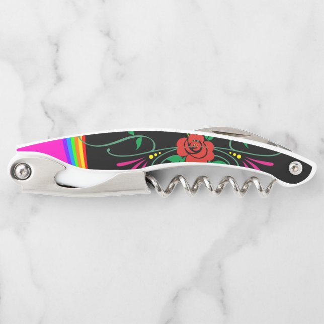 Corkscrew Bottle Opener Floral (Front)