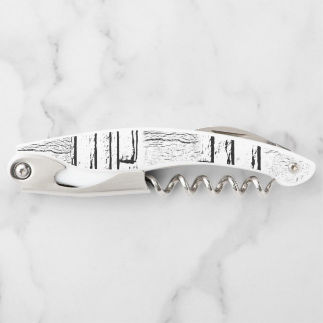 Corkscrew Bottle Opener White and Black (Front)