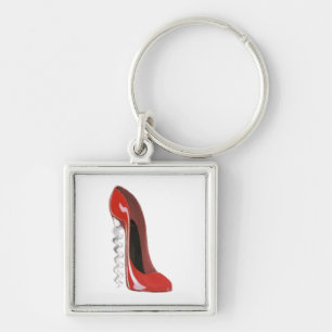 Corkscrew Heel Red Stiletto Shoe Keychain
