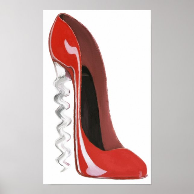 Corkscrew Red Stiletto Shoe Print (Front)