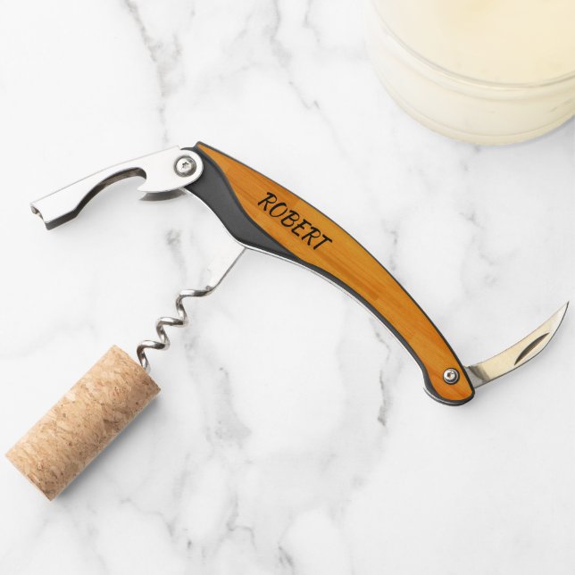 Corkscrew with Knife add Name in Black Gift (Front)