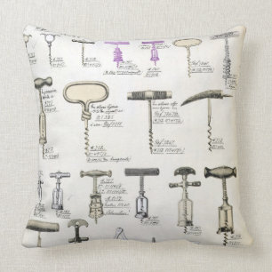 Corkscrews, from a trade catalogue of domestic goo throw pillow