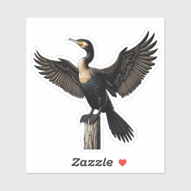 Cormorant bird Custom-Cut Vinyl Sticker (Sheet)