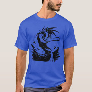 Cormorant Bird With Big Eyes Pencil Sketch boy fri T-Shirt