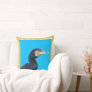 Cormorant Close Up Throw Pillow
