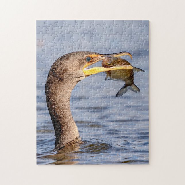 Cormorant with a fish jigsaw puzzle (Vertical)