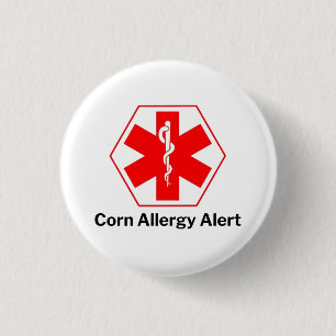 Corn Allergy Alert 1 Inch Round Button