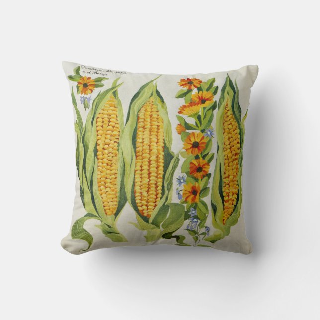 Corn and marrow flowers 2014 throw pillow (Front)