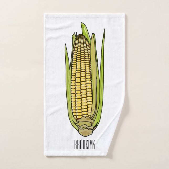 Corn cartoon illustration  bath towel set (Hand Towel)