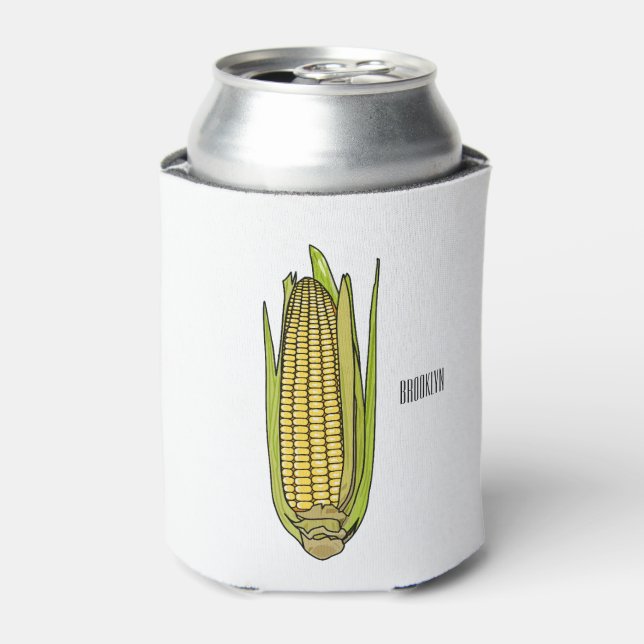 Corn cartoon illustration  can cooler (Can Front)