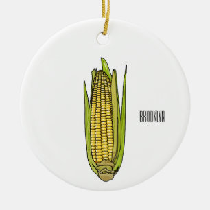 Corn cartoon illustration ceramic ornament