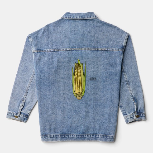 Corn cartoon illustration  denim jacket (Back)