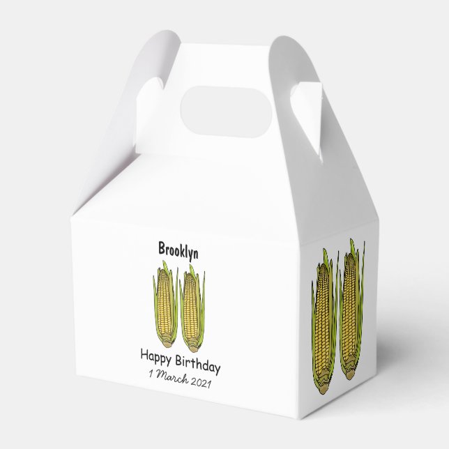 Corn cartoon illustration favor box (Front Side)