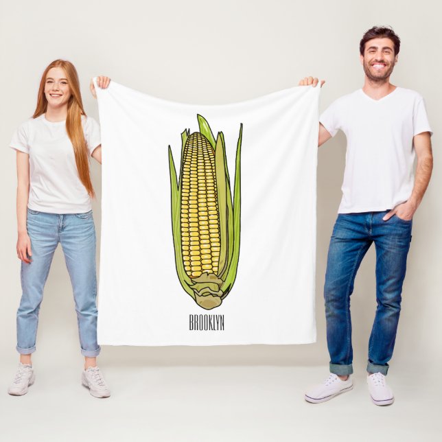 Corn cartoon illustration  fleece blanket (In Situ)