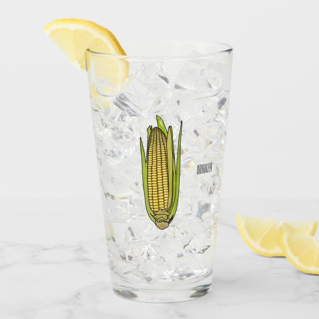 Corn cartoon illustration  glass (Front Ice)