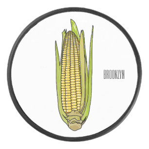 Corn cartoon illustration  hockey puck