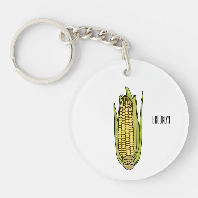 Corn cartoon illustration  keychain (Front)