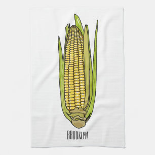 Corn cartoon illustration kitchen towel