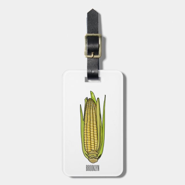 Corn cartoon illustration luggage tag (Front Vertical)
