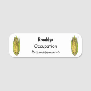 Corn cartoon illustration name tag