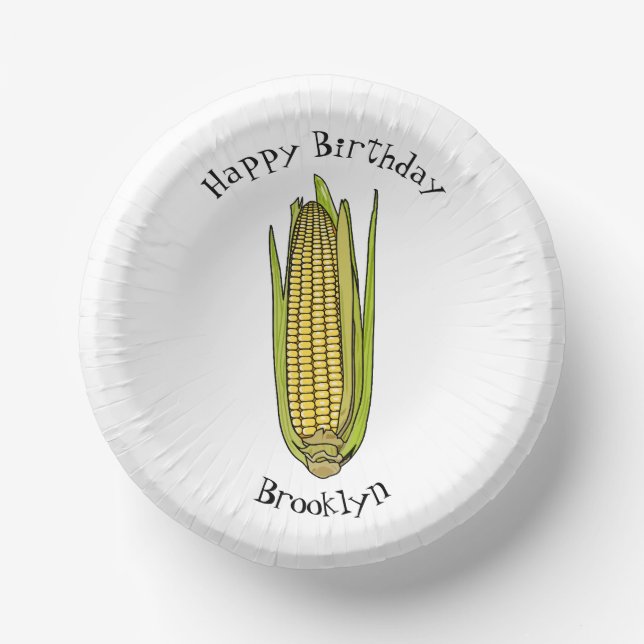 Corn cartoon illustration paper plate (Front)
