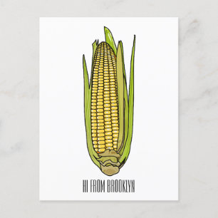Corn cartoon illustration postcard