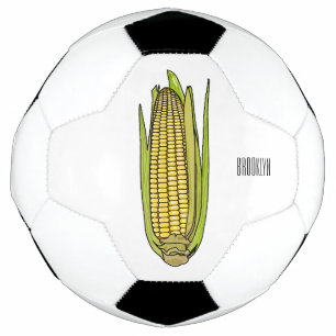 Corn cartoon illustration soccer ball