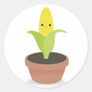 Corn Character Classic Round Sticker
