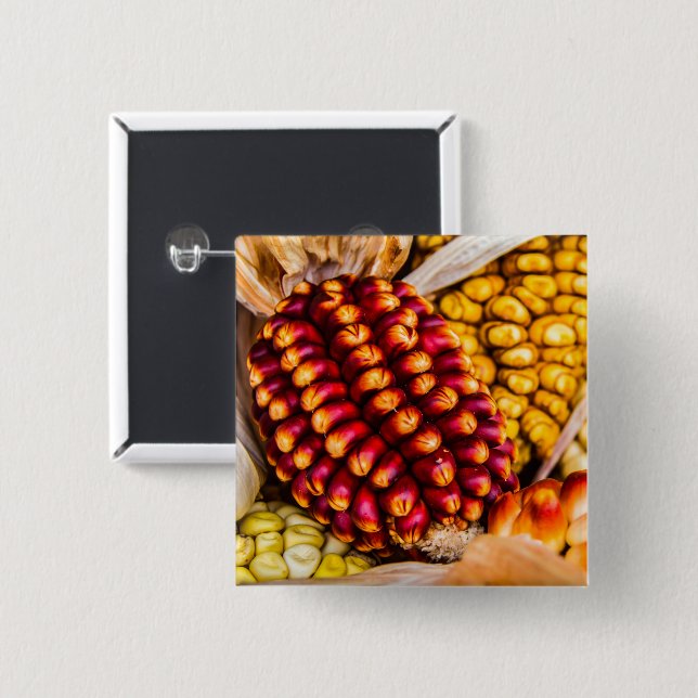 Corn cobs 2 inch square button (Front & Back)