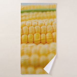 Corn corn on the cob corn kernels bath towel