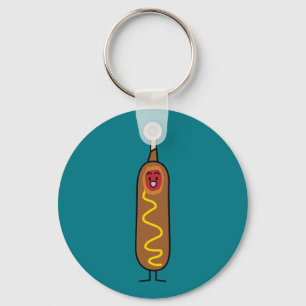 corn dog corndog mustard deep-fried sausage dogs keychain