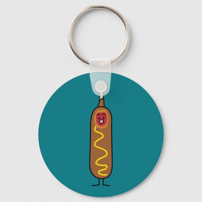corn dog corndog mustard deep-fried sausage dogs keychain (Front)
