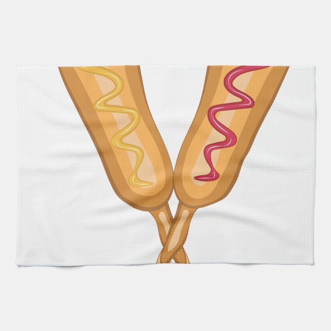 Corn Dogs Kitchen Towel (Horizontal)