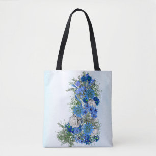 Corn Flowers & White Roses Tote Bag