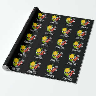 Corn-fuse Funny Confused Pun Dark BG Wrapping Paper